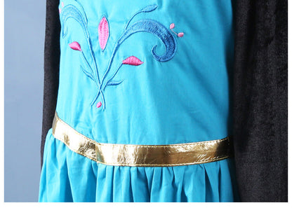 Elsa Krönungs Kleid Frozen Prinzessin Outfit mit Cape für Kinder