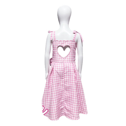 2023 Movie Doll Rose Plaid Longue Robe Tenues Cosplay Costume pour Enfant