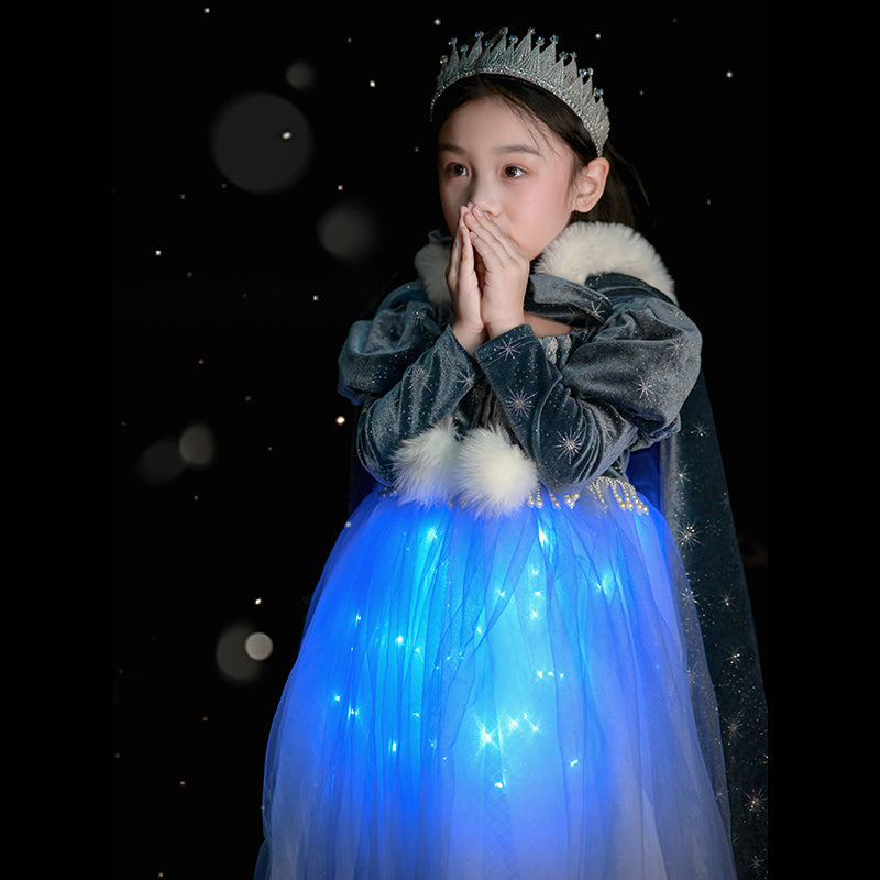 Elsa Leuchtendes Kleid Kinderbuch Charakter Kostüme Frozen Cosplay Outfit