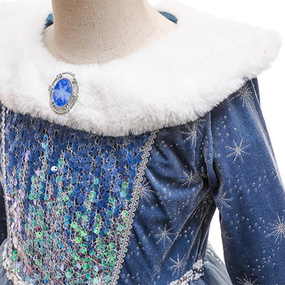 Frozen Elsa Kinder Mädchen Cosplay Kleid Weihnachtskarneval Kostüm Anziehen